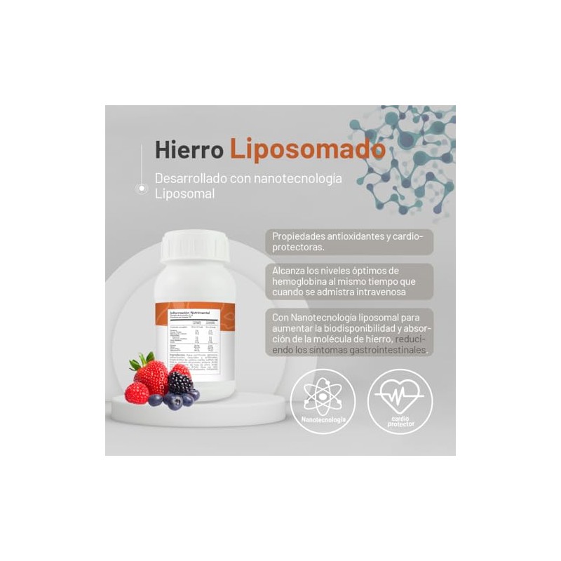 Hierro Liposomado Nin Frutos Rojos Ácido Fólico Vitamina B12 250