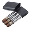 Visol Vincent Black Leather & Stainless Steel Cigar Case
