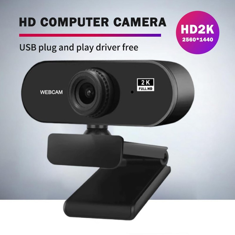 2K Ultra HD Webcam with Microphone, Full HD 2K Webcam