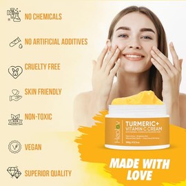 Healov Crema de cúrcuma para aclarar la piel - Loción de cúrcuma para la piel totalmente natural para rostro y cuerpo - La cúrcuma limpia la piel, com