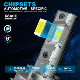 VAWIT H11B LED Bulbs H8B H9B Fog Light, 20000LM 6500K White 700% Brightness, Plug and Play, Pack of 2