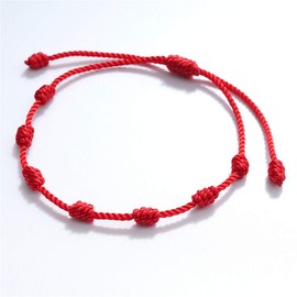 cmoonry 6 Pcs/Set Handmade 7 Knots Style Red String Bracelet Adjustable Kabbalah Red Rope Chain Braided Bracelet Amulet for Protection, Evil Eye and Good Luck (6pcs 7 Knots)