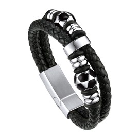 Bandmax Men's Leather Bracelet Microfibre Leather Braided Bracelet Wrap Bracelet with Magnetic Clasp Bracelet Accessory Bracelet Length 19 cm/21 cm/23 cm, Leather
