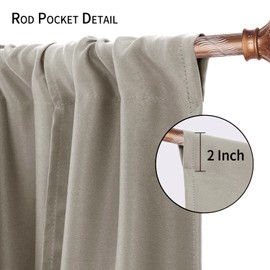 DWCN Blackout Curtains-Tie Up Shade for Window Thermal Insulated Room Darkening Rod Pocket Curtains for Kitchen, Taupe, W42 X L45 Inches, 1 Panel