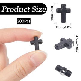 SUNNYCLUE 300 Stück Schwarze Kreuzperlen Kreuzperlen In Großen Mengen Osteranhänger Acrylkreuze Undurchsichtig Klein Klobiges Kruzifix Mini Abstandshalter Lose Perle Zur Schmuckherstellung Perlensorti