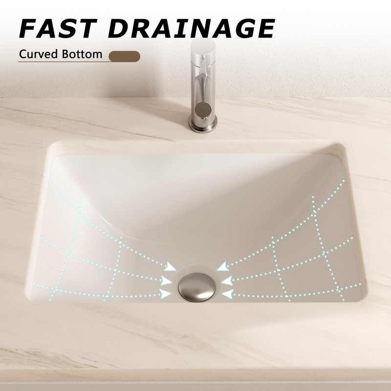 Lavie Craft Undermount Bathroom Sink,18" x 13" Rectangle Porcelain Finish