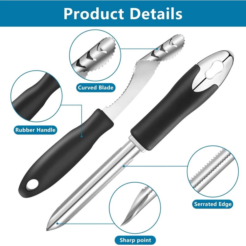 Patelai Zucchini Squash Corer 2-Piece Set - Stainless Steel Seed