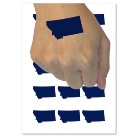 Montana State Silhouette Temporary Tattoo Water Resistant Fake Body Art Set Collection - 15 2" Tattoos (1 Sheet)