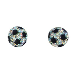 Sports Ball Stud Earrings/Sparkly Glitter Ball Game Ball Shaped Baseball Basketball Volleyball Rugby Earrings for Women Sports Lover Gift-soccer