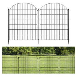 Haploon 5 Pcs No Dig Decorative Garden Fence, 32 in (H) x 12 ft (L) Garden Fencing Animal Barrier, Rustproof Metal Wire Fencing Border, Black Rabbit Dog Fences Outdoor for Yard Patio Lawn Pets