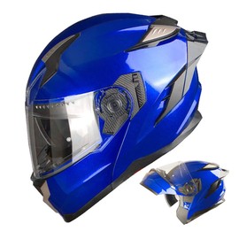 1Storm Motorcycle Modular Full Face Helmet DOT Adults Street Bike Flip up Dual Visor Sun Inner Shield Anti Fog Pinlock Ready Shield: Glossy Blue