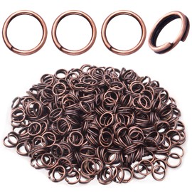 500pcs 6mm Small Split Rings Double Loop Round Split Jump Rings Wire Connectors for DIY Keychain Organization Jewelry Making Art Crafts, Antique Red Copper
