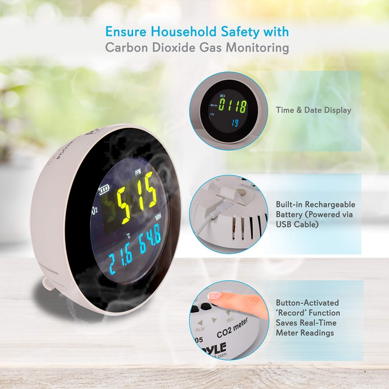 Pyle Smart Indoor Air Quality Monitor - Digital Hygrometer Thermometer