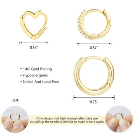 3 Pairs Small Huggie Hoop Earrings Set Hypoallergenic Lightweight Huggie Hoops Earrings for Women