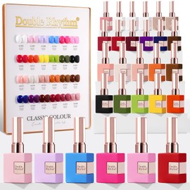 Double Rhythm 28Pcs 0.5Oz Gel Nail Polish Set Same Color Same Bottle Soak Off Gel Polish Kit Nail Art Manicure Salon DIY at Home for Women (Red Pink Collection-T24-4)