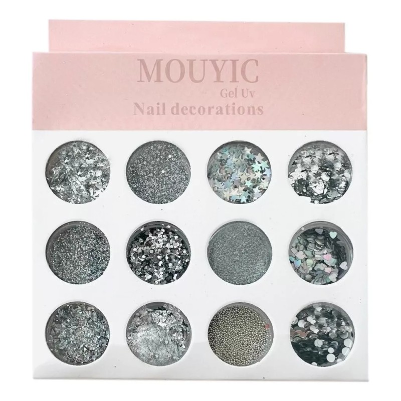 Mouyic Caviar Gliter Corazon Estrella Decoracion De Uñas Mouyic