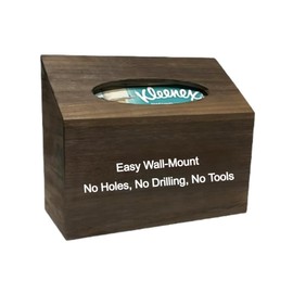 Kleenex Hand Towel Box Cover Holder - Countertop or Tool Free Wall Mount - No Holes, Drills, or Screws Required - Darkened Paulownia Wood