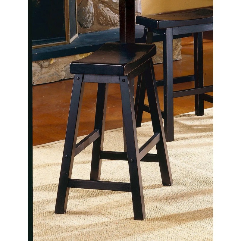 Set Of 2pc 18 Inch Height Saddle Seat Stools Black