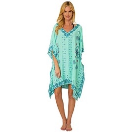 INGEAR Summer Square Poncho Elegant Tunic Dress Casual Cover Up Sundresses (One Size, Mint Green)
