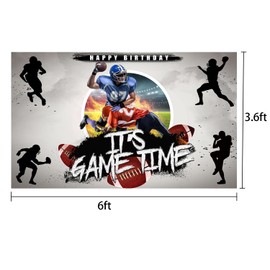 Football Backdrop It's Game Time Party Backdground Football Birthday Banner Touchdown Football Party Decorations Boy Birthday Party Backdrop.