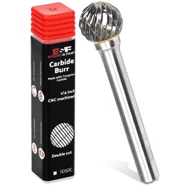 S&F STEAD & FAST Carbide Burr with 1/4” Shank 1/2” Cutter Dia 1/2” Length, Professional Grade Tungsten File, Die Grinder Bit for Metals, Rotary File Ball Shape, Grinding Burr Bit