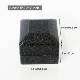 KAKKOII Ring Box with LED Light Earrings Storage Box Square Jewelry Gift Box for Proposal Engagement Wedding Anniversary (Starry Black)