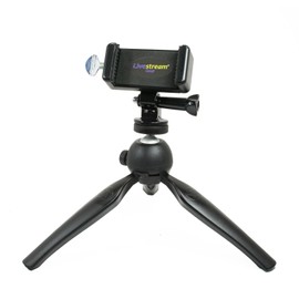 Livestream Gear® - Smartphone Tripod Setup for Streaming or Video Recording, Vlogging, to Fit Regular Sized Devices. Also Works with Sport Cameras. (Md. Device Black)