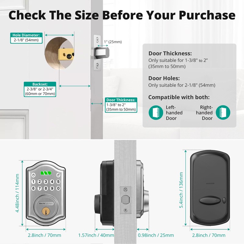 AkaGear Keyless Entry Door Lock with Keypad - Smart Deadbolt