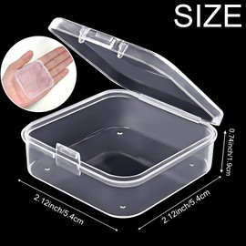 Qualsen 6 Pieces Small Clear Plastic Storage Boxes with Lids, Rectangular Craft Storage Box for Collecting Beads, Earrings, Jewelry, Seeds, Coins, Jewelry, Small Items(5,5 x 5,5 x 2 cm)