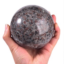 MOGEMT Large Yooperlite Sphere Natural Yooperlite Stone Healing Crystal Ball with Stand Energy Meditation Decor 90-100mm/3.5-3.9"