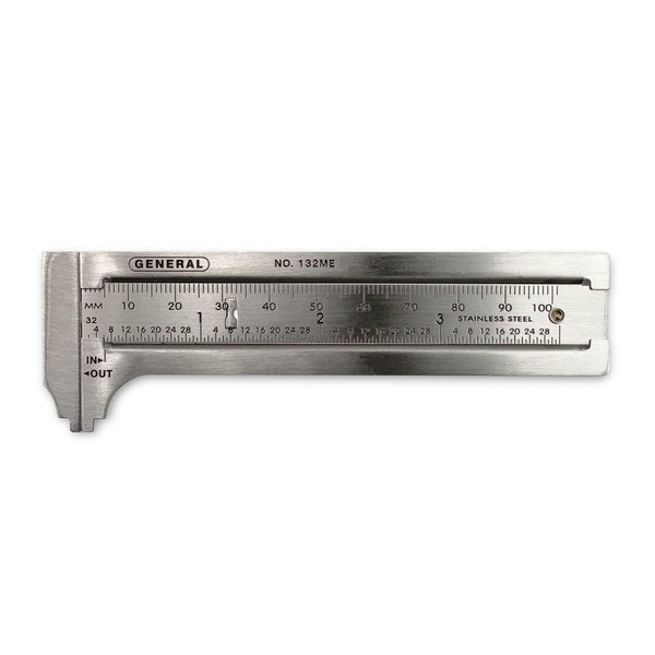 General Tools 132ME 3-Inch English and Metric Pocket Sliding Bar Caliper