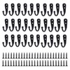 JZK 30 x Black Metal Wall Hooks with Screws Coat