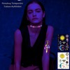 Penubuy Neon Party Temporary Tattoo, 6 Sheets Fluorescent Foil Embossing