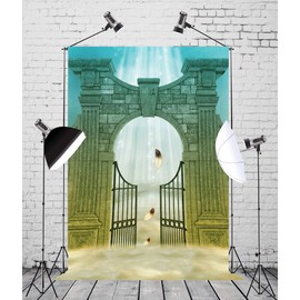 Loccor 6x9ft Fabric Heaven Backdrop Heaven Gate Funeral Picture Easter Background for Christian Photography Heaven Sent Baby Party Decor Heavenly Birthday Party Supplies Religious Tapestry