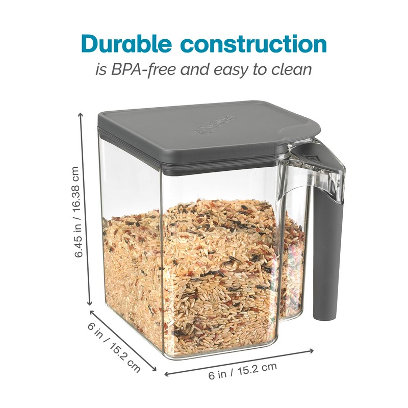 Polder Handle-It Canister, BPA-Free Plastic, Stackable Kitchen Storage Container, Air-Tight