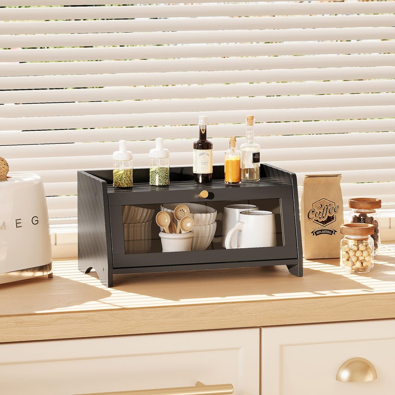 BAMBANG Bread Box for Kitchen Countertop, Bamboo Bread Box for