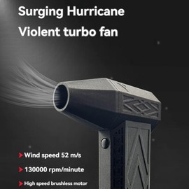 Aswalling Fan 130,000RPM Mini Fan 3-Speed Adjustable Wind Speed Brushless Motor Handheld Duct Fan Black