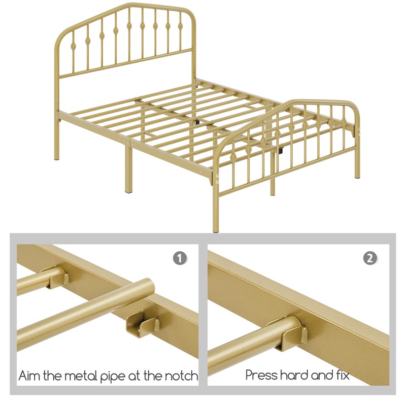 Yaheetech Full Bed Frames Metal Platform Bed with Victorian Style