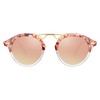 CARFIA Small Pink Mirrored Double Bridge Acetate Sunglasses for Women