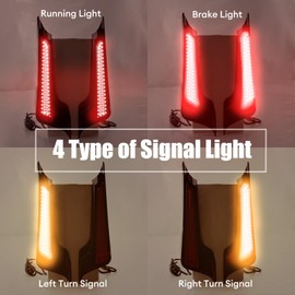 Motorcycle LED Tail Lights for Harley, Rear Fender Filler Panel Turn Signals Running Brake Lights Accessories for Harley Davidson Touring Road King Road/Street/Electra Glide 2014-Later, Black-Red Lens