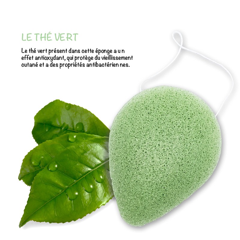 Organic Konjac Face Sponge Green Tea | Set of 4