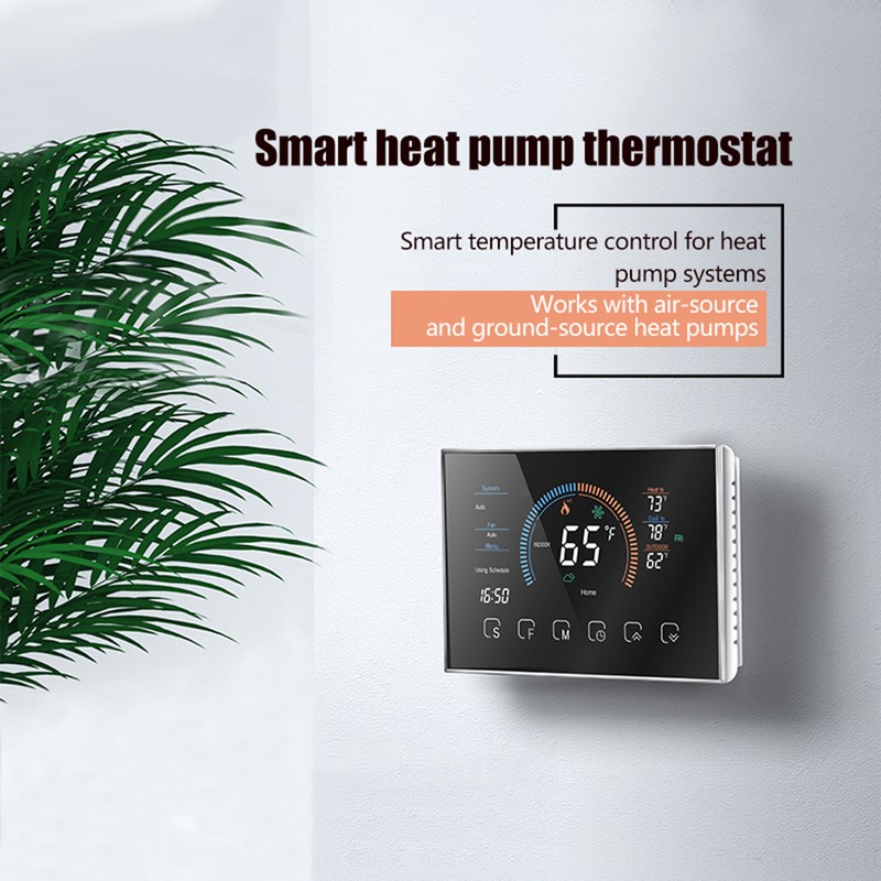 Heat Pump Room Thermostat Temperature Controller 4.8 Inch Color LCD
