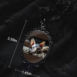 YWMAN Sphynx Cat Cameo Necklace, Vintage Cat Charm Pendant, Hairless Cat Gift Jewelry for Women