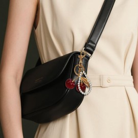 Hoheng Pink Cherry Purse Charm Cherry Keychain Cute Fruit Pearl Accessories for Women Trendy