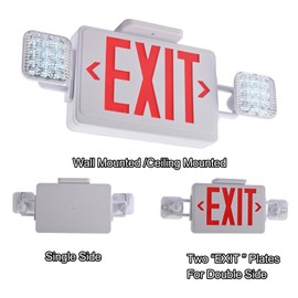 Apmeetlux Red Exit Sign with Emergency Lights, 200lm 3Hours Plug in Exit Sign Battery Backup Lights for Business,Commerical Emergency Lighting Combo UL 924 AC85-277V Double Face