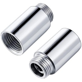 QZKJQDD Tap Extension G1/2 Inch x 30 mm, Pack of 2 Tap Extension, Fitting Stainless Steel 1/2 Inch Extension for Taps, Corner Valves, Shower Heads, Thread Extension, Water Connection (3 cm)
