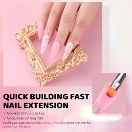 Aokitec Pink Poly Nail Gel HEMA Free - 60g Poly Extension Gel Natural Nail Strengthen Gel Long-lasting Poly Hard Gel for Nails, Easy to Use, Healthy Nail Art