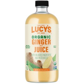 Lucy’s Family Owned - PERUVIAN Organic 99% Pure Ginger Juice, 34 oz. Glass Bottle (Made From Fresh Pressed)