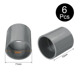 sourcing map 6 Pcs PVC Pipe Fitting 2 Inch Coupling Adapter (Socket x Socket) for Furniture Grade DIY PVC Connection Garden Shelf, Grey