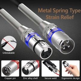 Giusuemp XLR Cable 10 ft 2 Pack, Premium XLR Microphone Cable, 3-Pin Balanced Shielded XLR Male to Female Mic Speaker Cord, Metal Spring SR